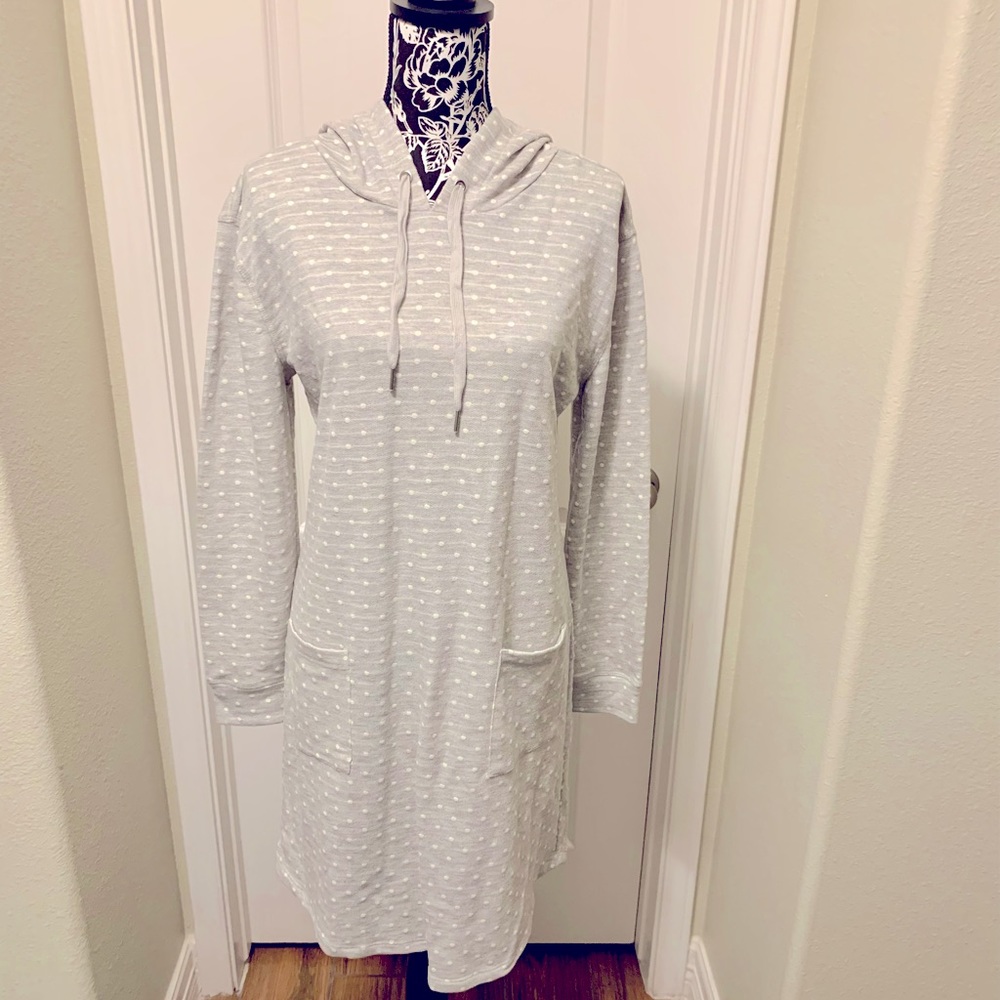 The Limited Gray with white polka dots hooded sweater.